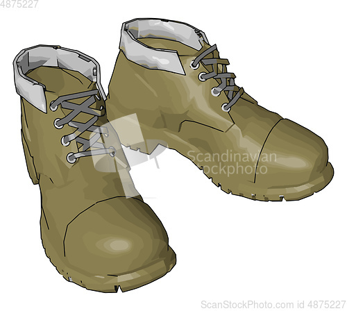 Image of Beige military boots vector illustration on white background