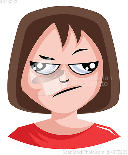 Image of Very jealous brunette woman illustration vector on white backgro