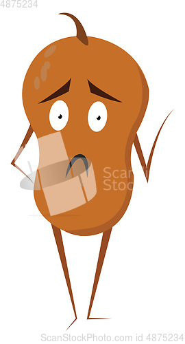 Image of Emoji of a sad brown-colored monster in red shoes set on isolate