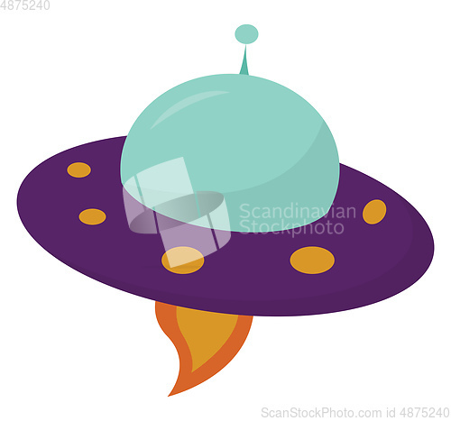 Image of A purple spaceship vector or color illustration