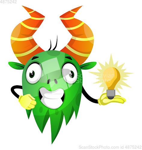 Image of Cheerful monster with an idea, illustration, vector on white bac
