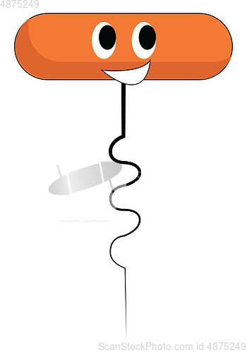 Image of Smiling orange corkscrew vector illustration on white background