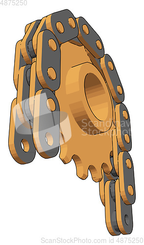 Image of 3D vector illustration of  a free wheel and chain white backgrou
