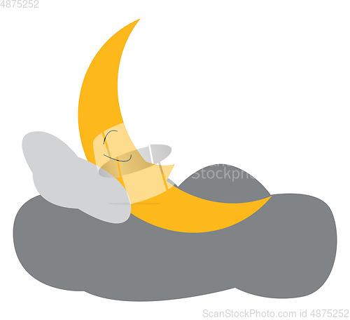 Image of A crescent moon sleeping vector or color illustration