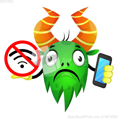 Image of Monster without wifi, illustration, vector on white background.