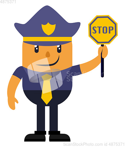 Image of Man dress like a cop, illustration, vector on white background.