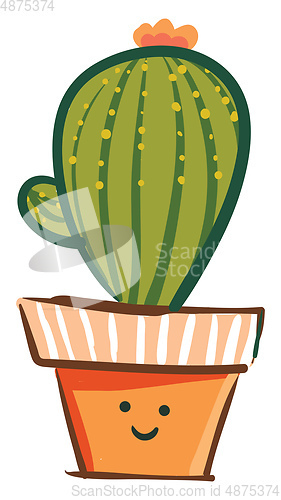 Image of A lively cactus plant with a flower at its top appears in a smil