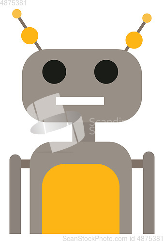 Image of A modern robot in grey and yellow color vector or color illustra