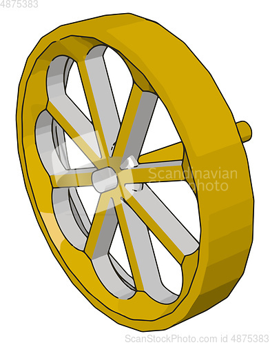 Image of Simple vector illustration of a yellow wheel white background
