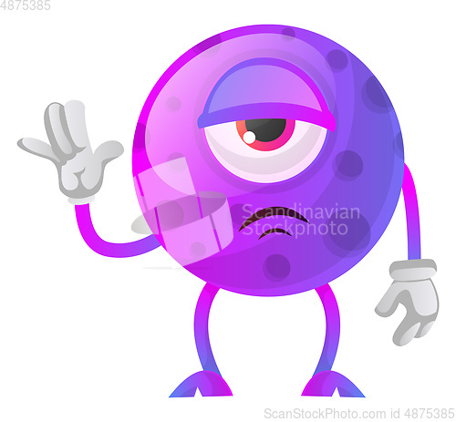 Image of Depressed monster saying hello illustration vector on white back