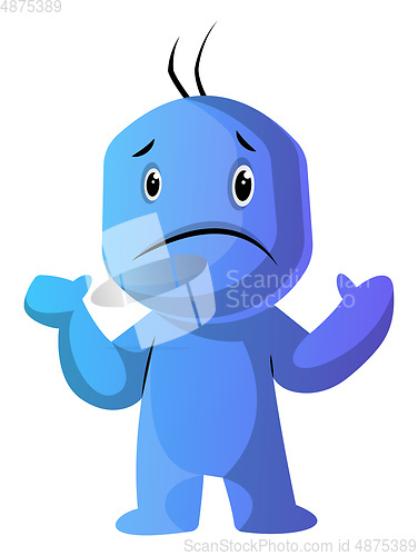 Image of Blue cartoon caracter in dilemma illustration vector on white ba