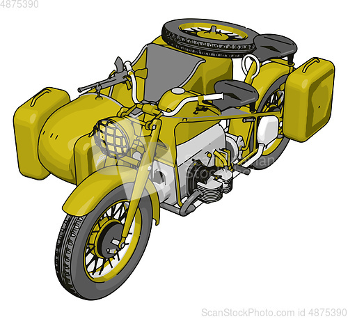 Image of 3D vector illustration on white background  of a military motorc