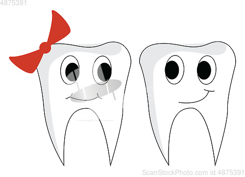 Image of Clipart of a pair of teeth male and female vector or color illus