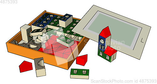 Image of Construction set of house vector or color illustration