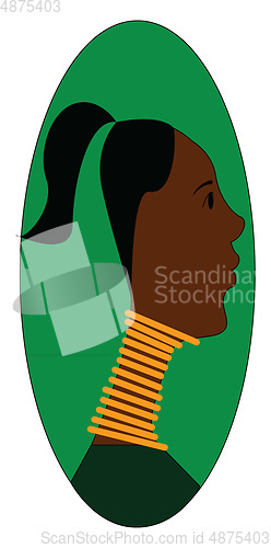 Image of Profile of a girl wiith golden neck rings vector illustration in