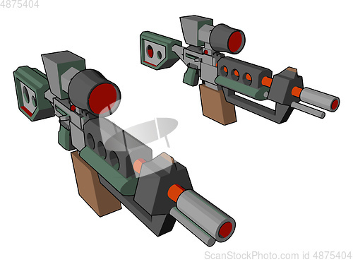 Image of Sniper gun for shooting the target vector or color illustration