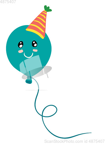 Image of A happy blue balloon with smiling eyes and closed smile turning 