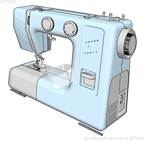 Image of Simple vector illustration of a light blue sewing machine white 