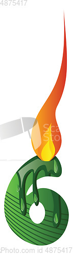 Image of Green number six burning illustration vector on white background