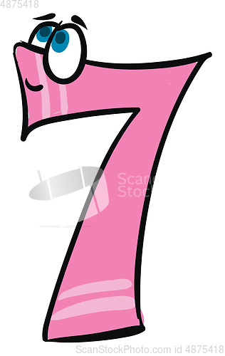 Image of Emoji of happy number-7 in pink color vector or color illustrati