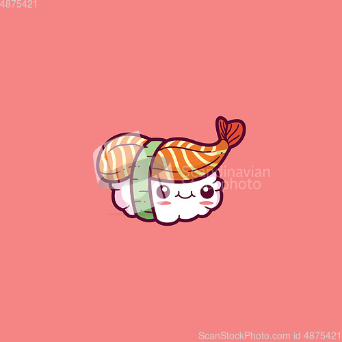 Image of Emoji of a sushi set over pink background vector or color illust