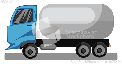 Image of Blue truck with grey tanker vector illustration on white backgro