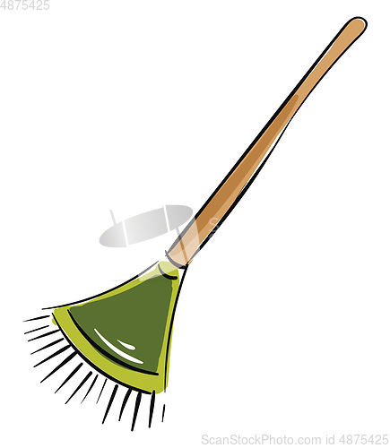 Image of Simple vector illustration of a green rake on a white background