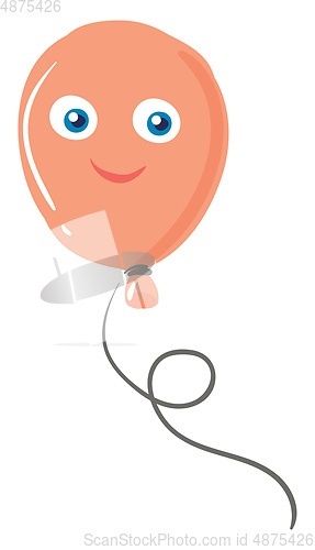 Image of A peach colored balloon with big round eyes and closed smile tur