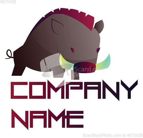 Image of Simple vector logo design of a wild boar with blank purple text 