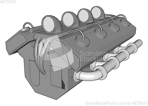 Image of Vector illustration of abstract grey car engine on white backgro