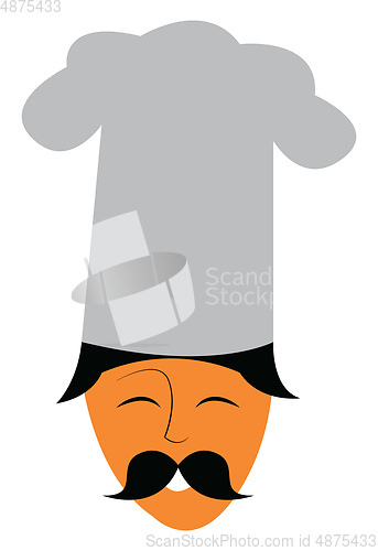 Image of Clipart of the face of a happy chef with his long mustache vecto