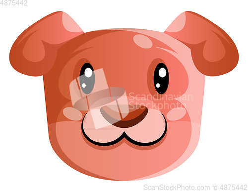 Image of Happy pink cartoon dog vector illustartion on white background