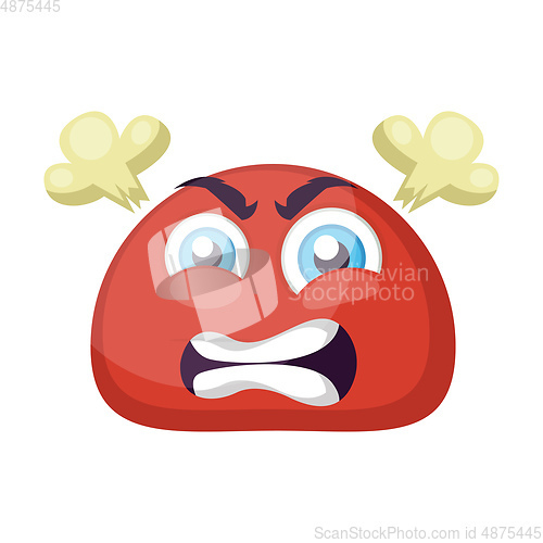 Image of Furious red round emoji face vector illustration on a white back