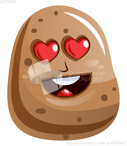Image of Cartoon potato in love illustration vector on white background