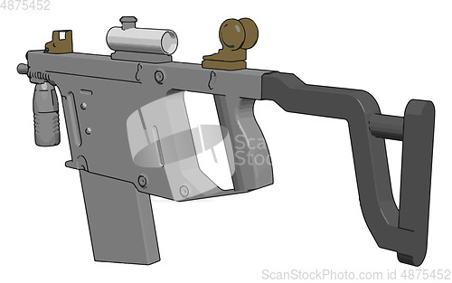 Image of 3D vector illustration on white background of a military rifle
