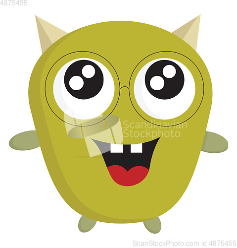 Image of A green baby monster, vector color illustration.