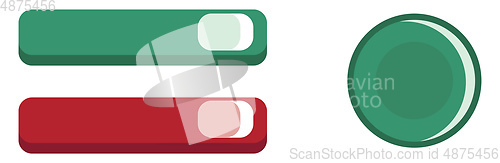 Image of Three colorful manual buttons vector or color illustration
