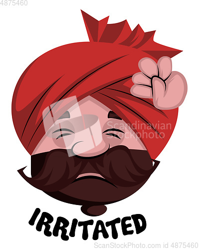 Image of Man with turban is feeling irritated, illustration, vector on wh