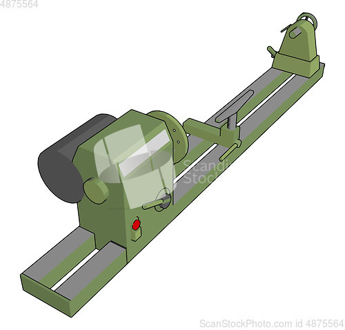 Image of Industrial green and grey lathe vector illustration on white bac