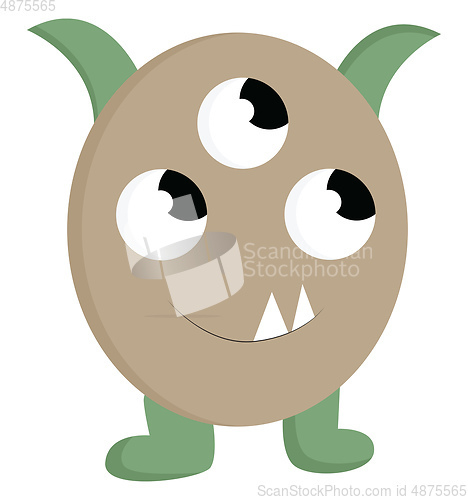 Image of Baby monster with 3 eyes illustration color vector on white back