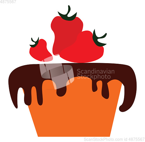 Image of Chocolate cake with strawberries vector illustration 
