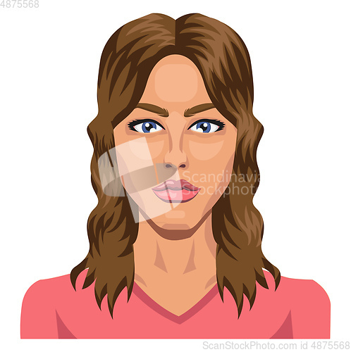 Image of Beautifull brunette with blue eyes illustration vector on white 