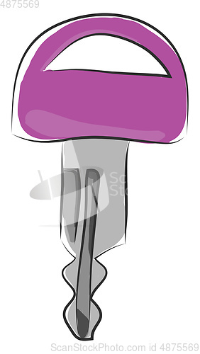 Image of Key with pink handle, vector color illustration.
