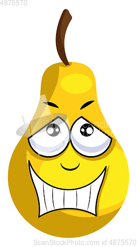 Image of Yellow apple smiling illustration vector on white background