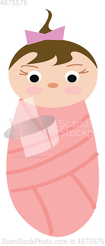 Image of Cartoon baby girl vector illustration on white background