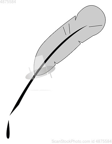 Image of Cartoon quill pen/Cartoon feather pin  vector or color illustrat