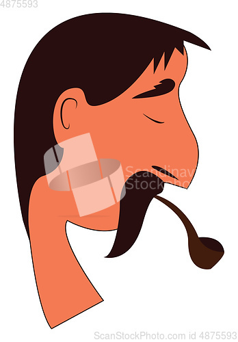 Image of A sad man with a long mustache is smoking a cigarette vector col