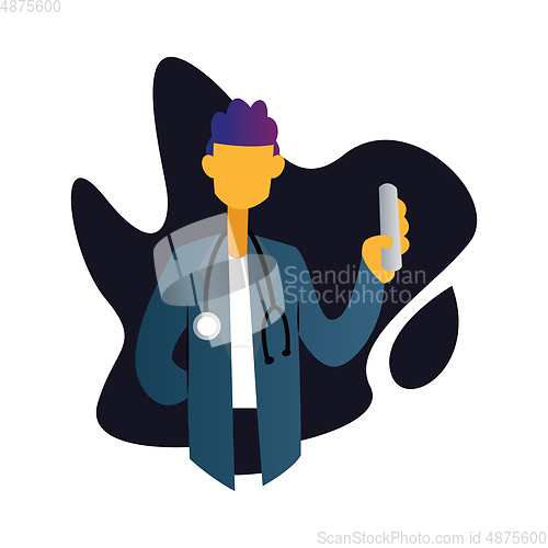 Image of Minimalistic vector occupation illustration of a doctor in blue 