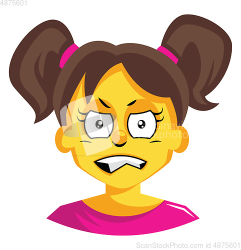 Image of Angry girl with pigtails illustration vector on white background