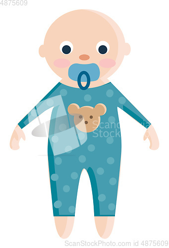 Image of A baby in a blue jumpsuit vector or color illustration